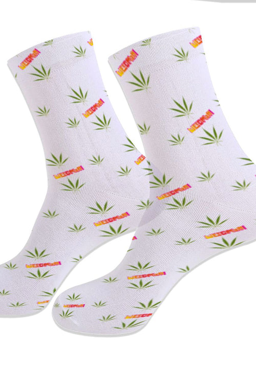 Weedman Original Unisex Long White Socks