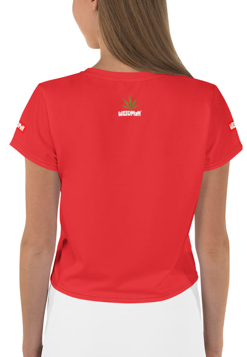 Weedman Natural Women's Red Crop Tee