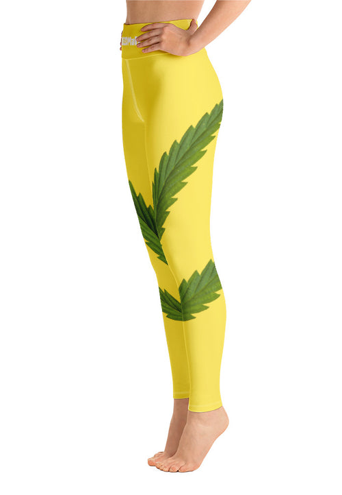 Weedman Simple Women's Premium Yellow Yoga Leggings