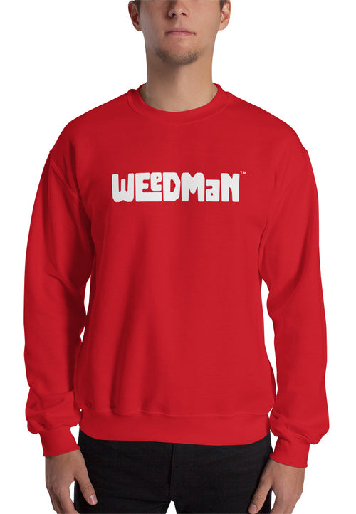 Weedman Simple White Logo & Weed Leaf Design on the Back Premium Unisex Sweatshirt