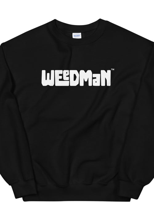 Weedman Simple White Logo & Weed Leaf Design on the Back Premium Unisex Sweatshirt