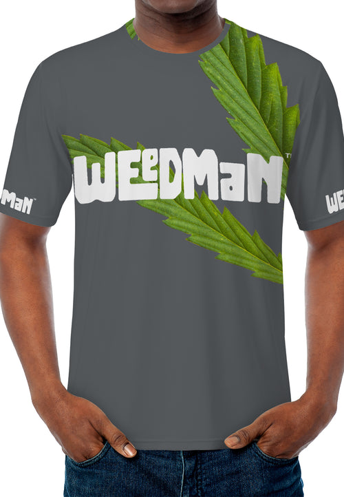 Weedman Simple White Logo & Weed D67 Men's Must Have Cool Gray Basic T-shirt