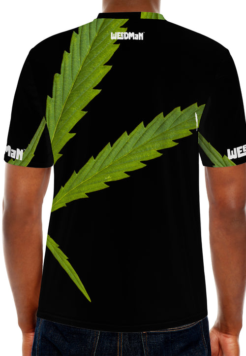 Weedman Simple White Logo & Weed D67 Men's Must Have Black Basic T-shirt