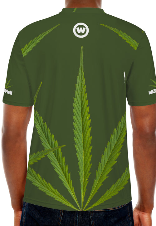 Weedman Simple White Logo D67 Men's  Must Have Basic Forest Green T-shirt