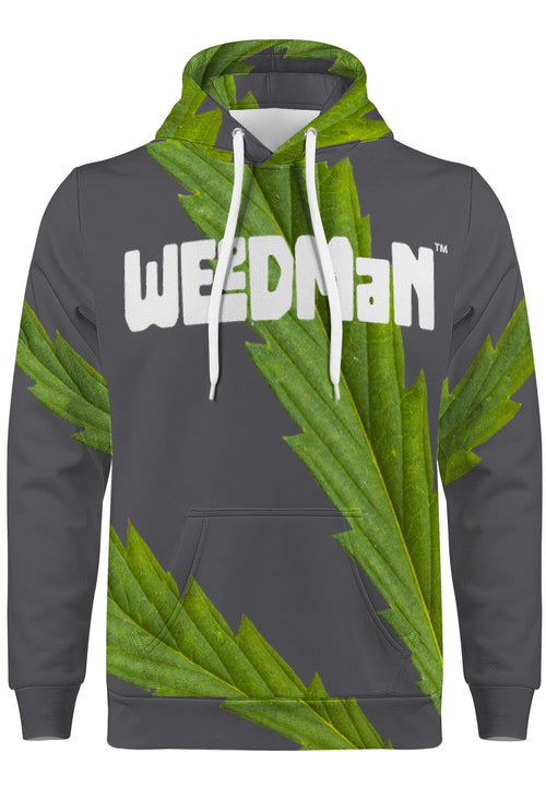 Weedman Simple White Logo & Weed D55 Men's  Premium Platinum Hoodie