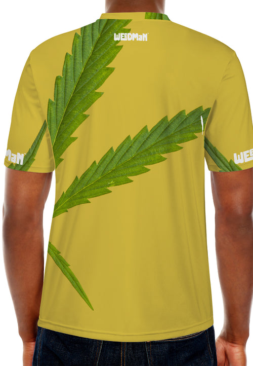 Weedman Simple White Logo & Weed D67 Men's Must Have Gold Basic T-shirt