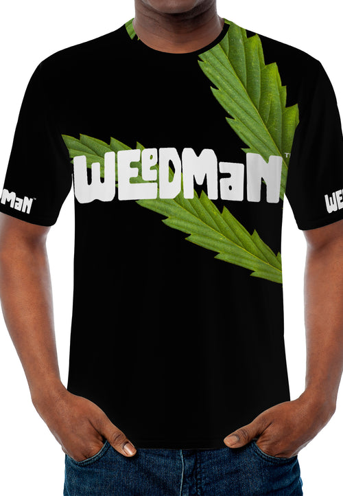 Weedman Simple White Logo & Weed D67 Men's Must Have Black Basic T-shirt