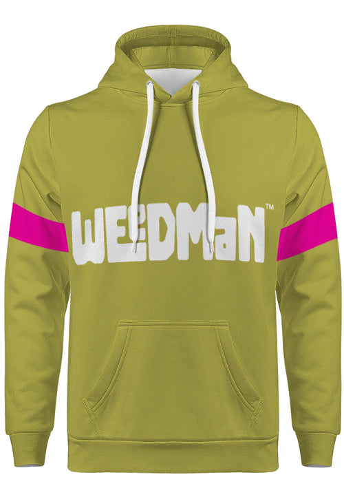 Weedman Simple Premium Gold Hoodie with Pink Arm Banner