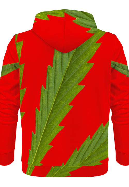 Weedman Simple White Logo & Weed D55 Men's  Premium  Red Hoodie