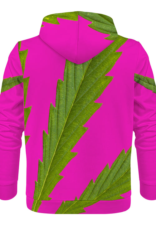 Weedman Simple White Logo & Weed D55 Men's  Premium Hot Pink Hoodie