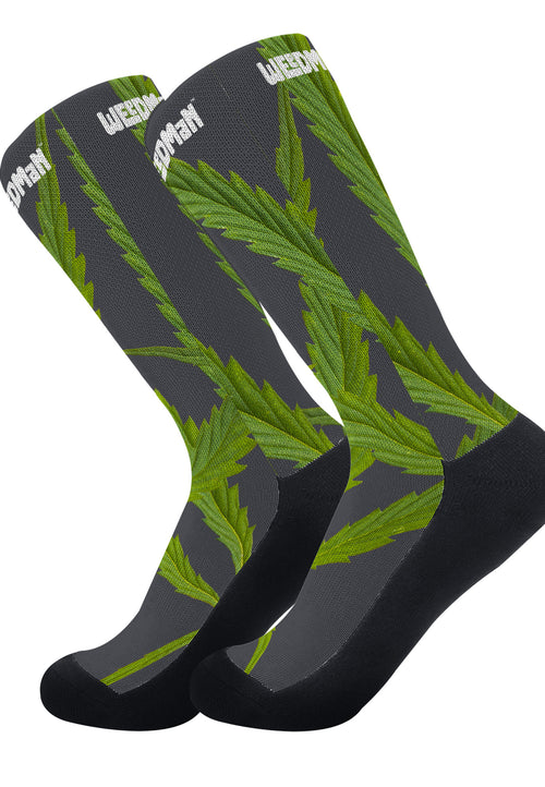 Weedman Simple White Logo & Weed D45 Platinum Crew Socks