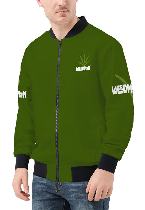 Weedman Weed Logo SF_D81 Men's Forest Green Bomber Jacket