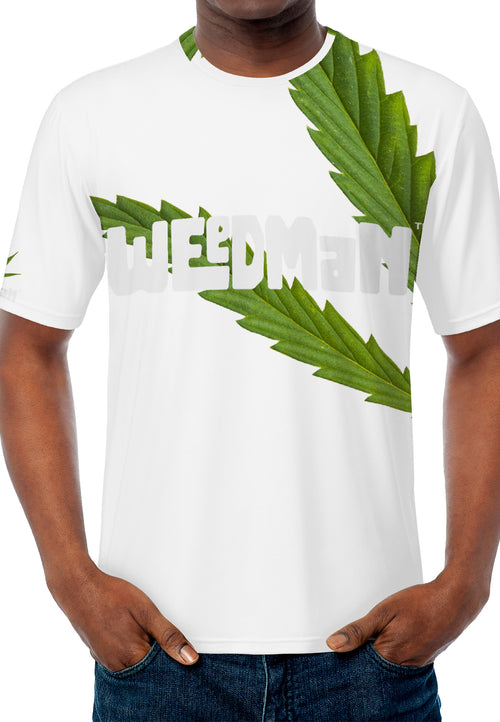 Weedman Simple White Logo & Weed D67 Men's Must Have White Basic T-shirt