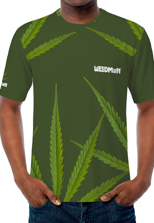 Weedman Simple White Logo D67 Men's  Must Have Basic Forest Green T-shirt