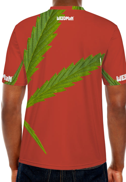 Weedman Simple White Logo & Weed D67 Men's Must Have Red Basic T-shirt