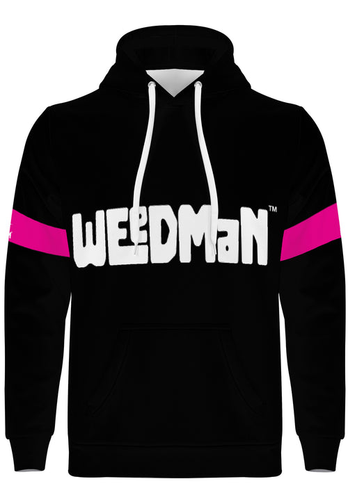 Weedman Simple Premium Black Hoodie with Pink Arm Banner