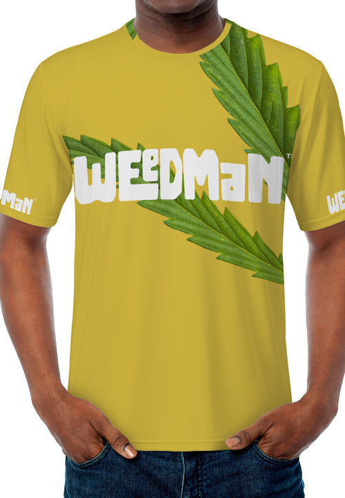 Weedman Simple White Logo & Weed D67 Men's Must Have Gold Basic T-shirt