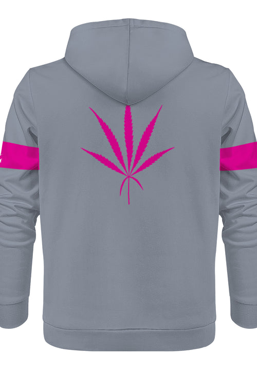 Weedman Simple Premium Titanium Hoodie with Pink Arm Banner