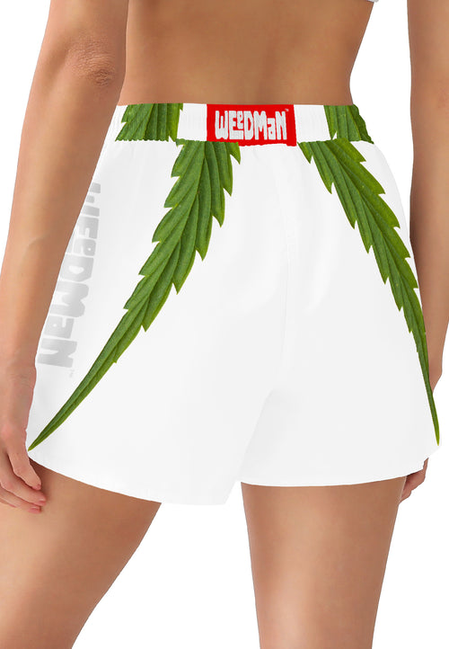 Weedman Weed Simple White Logo D75 Women's White Casual Shorts