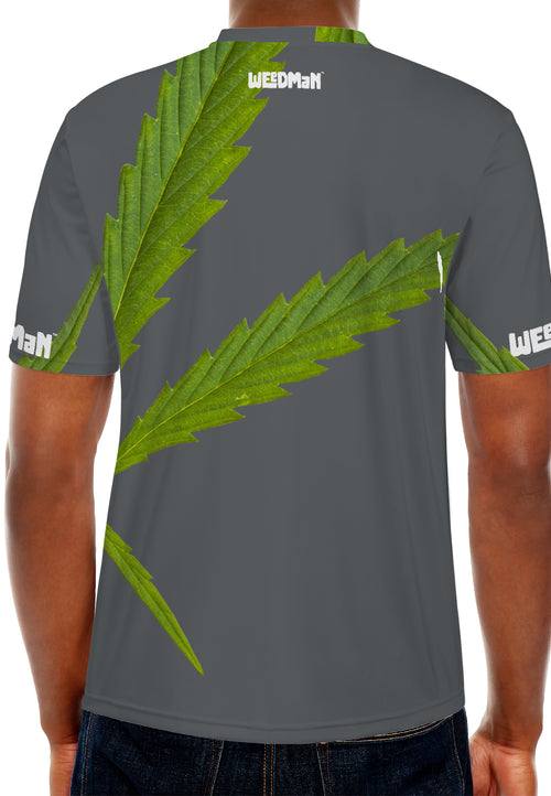 Weedman Simple White Logo & Weed D67 Men's Must Have Cool Gray Basic T-shirt