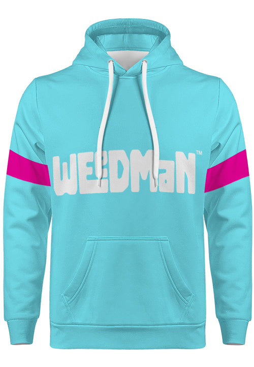 Weedman Simple Premium Teal Hoodie with Pink Arm Banner