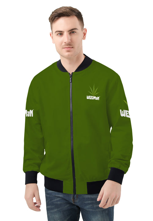 Weedman Weed Logo SF_D81 Men's Forest Green Bomber Jacket