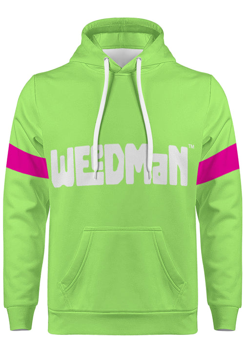 Weedman Simple Premium Neon Green Hoodie with Pink Arm Banner