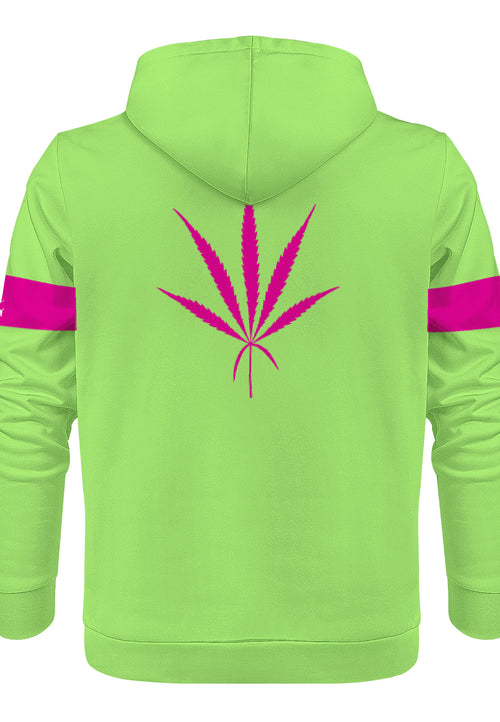 Weedman Simple Premium Neon Green Hoodie with Pink Arm Banner