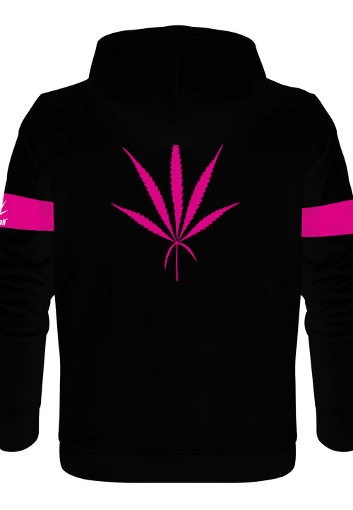 Weedman Simple Premium Black Hoodie with Pink Arm Banner