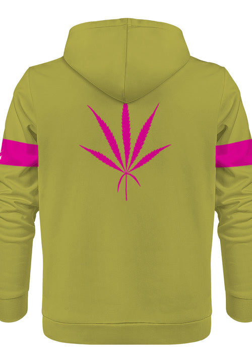 Weedman Simple Premium Gold Hoodie with Pink Arm Banner