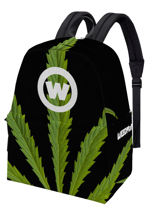 Weedman W Circle Logo D39 All Over Print Black Comfy Backpack