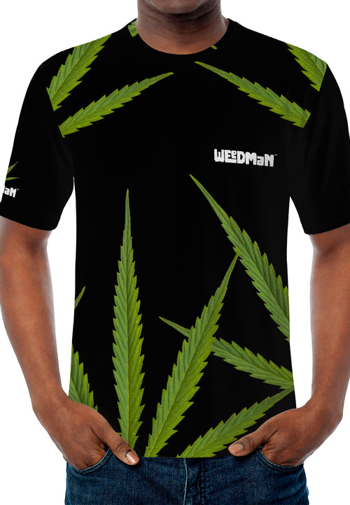 Weedman Simple White Logo D67 Men's  Must Have Basic Black T-shirt