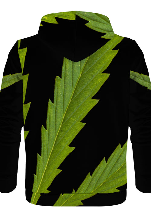 Weedman Simple White Logo & Weed D55 Men's  Premium  Black Hoodie