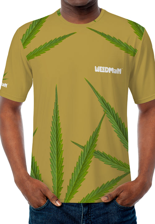 Weedman Simple White Logo D67 Men's  Must Have Basic Gold T-shirt