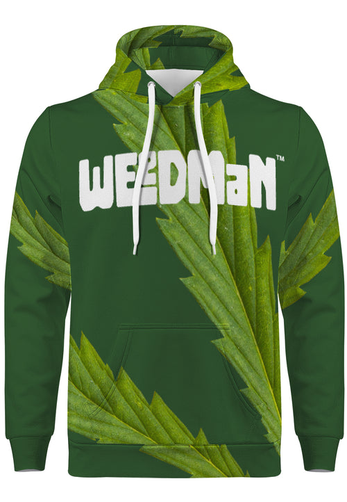 Weedman Simple White Logo & Weed D55 Men's  Premium Forest Green Hoodie