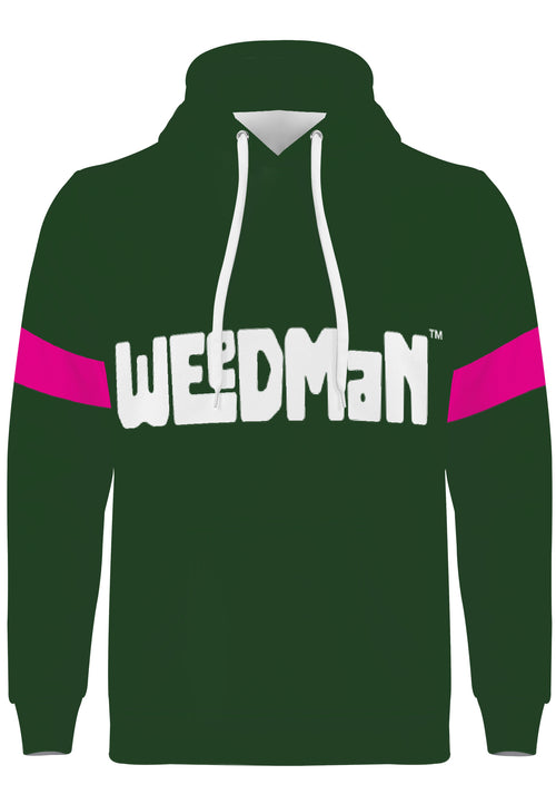 Weedman Simple Premium Forest Green Hoodie with Pink Arm Banner